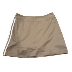 Adidas ClimaCool Khaki Mini Skort Skirt White Stripes Side Slit Tennis Golf 4